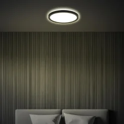 Briloner Plafonnier LED Tava, noir, Ø 24 cm, plastique| Plafonniers Led|Plafonniers