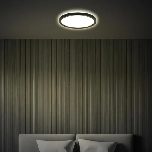 Briloner Plafonnier LED Tava, noir, Ø 24 cm, plastique| Plafonniers Led|Plafonniers
