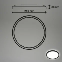 Briloner Plafonnier LED Tava, noir, Ø 24 cm, plastique| Plafonniers Led|Plafonniers
