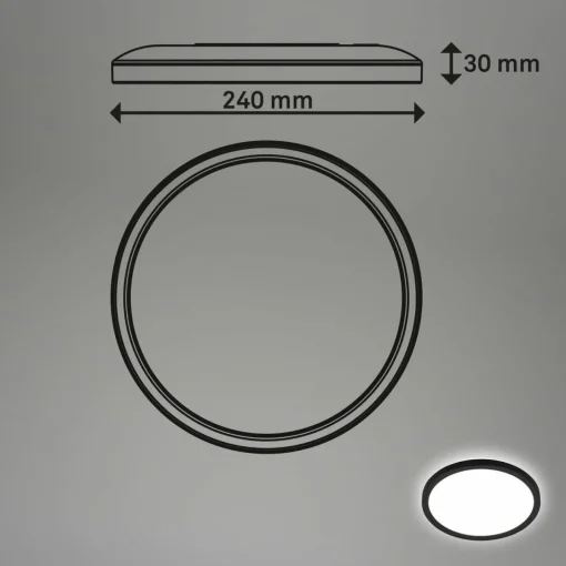 Briloner Plafonnier LED Tava, noir, Ø 24 cm, plastique| Plafonniers Led|Plafonniers