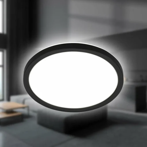 Briloner Plafonnier LED Tava, noir, Ø 24 cm, plastique| Plafonniers Led|Plafonniers