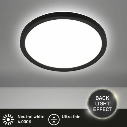 Briloner Plafonnier LED Tava, noir, Ø 24 cm, plastique| Plafonniers Led|Plafonniers