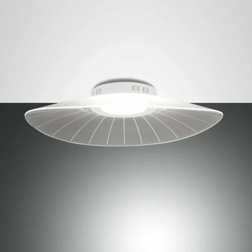 Fabas Luce Plafonnier LED Vela, blanc/transparent, acrylique, intensité variable| Plafonniers Led|Plafonniers