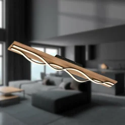 Briloner Plafonnier LED Vinka, 98x11 cm, à 2 lampes, couleur bois| Plafonniers Led|Plafonniers