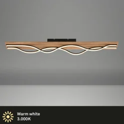 Briloner Plafonnier LED Vinka, 98x11 cm, à 2 lampes, couleur bois| Plafonniers Led|Plafonniers