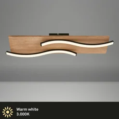 Briloner Plafonnier LED Vinka, 55x14 cm, à 2 lampes, couleur bois| Plafonniers Led|Plafonniers