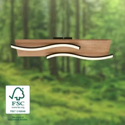 Briloner Plafonnier LED Vinka, 55x14 cm, à 2 lampes, couleur bois| Plafonniers Led|Plafonniers