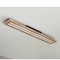 MCJ Plafonnier LED Woody, longueur 80 cm, chêne/noir, 3 000 K| Plafonniers Led|Plafonniers