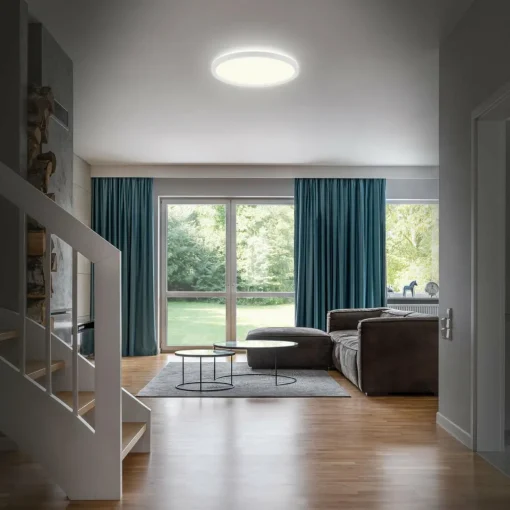 Briloner Plafonnier pour salle de bain LED Slim Drip, blanc, Ø 42 cm| Plafonniers Led|Plafonniers