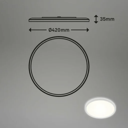 Briloner Plafonnier pour salle de bain LED Slim Drip, blanc, Ø 42 cm| Plafonniers Led|Plafonniers