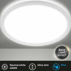 Briloner Plafonnier pour salle de bain LED Slim Drip, blanc, Ø 42 cm| Plafonniers Led|Plafonniers