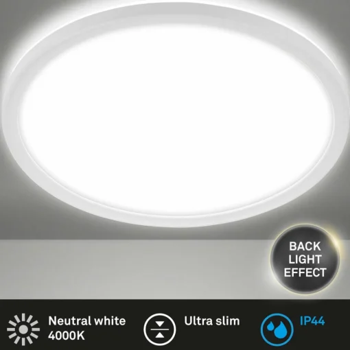Briloner Plafonnier pour salle de bain LED Slim Drip, blanc, Ø 42 cm| Plafonniers Led|Plafonniers