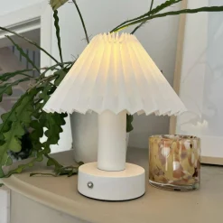 PR Home Lampe à poser LED rechargeable Tiara, blanc/blanc, hauteur 24 cm| Lampes À Poser Led|Lampes À Poser Et Lampes De Table
