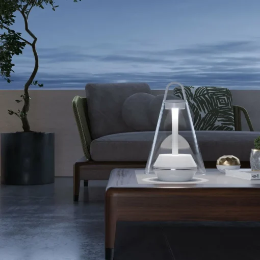 Prandina Shuttle lampe à poser blanche verre clair| Lampes À Poser Led|Lampes À Poser Et Lampes De Table