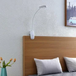 PRIOS lampe à pince LED Harumi, blanc, batterie, USB, 51 cm de haut| Luminaires Led D'Intérieur
