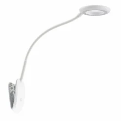 PRIOS lampe à pince LED Harumi, blanc, batterie, USB, 51 cm de haut| Luminaires Led D'Intérieur