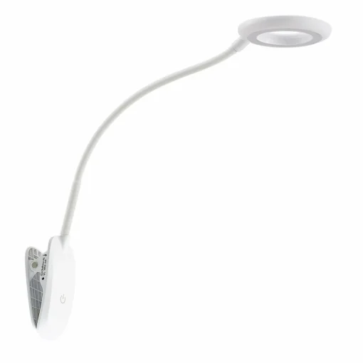 PRIOS lampe à pince LED Harumi, blanc, batterie, USB, 51 cm de haut| Luminaires Led D'Intérieur