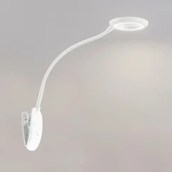 PRIOS lampe à pince LED Harumi, blanc, batterie, USB, 51 cm de haut| Luminaires Led D'Intérieur