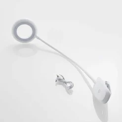 PRIOS lampe à pince LED Harumi, blanc, batterie, USB, 51 cm de haut| Luminaires Led D'Intérieur