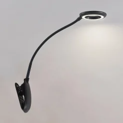 PRIOS lampe à pince LED Harumi, noir, batterie, USB, 51 cm| Luminaires Led D'Intérieur