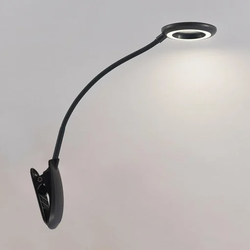 PRIOS lampe à pince LED Harumi, noir, batterie, USB, 51 cm| Luminaires Led D'Intérieur