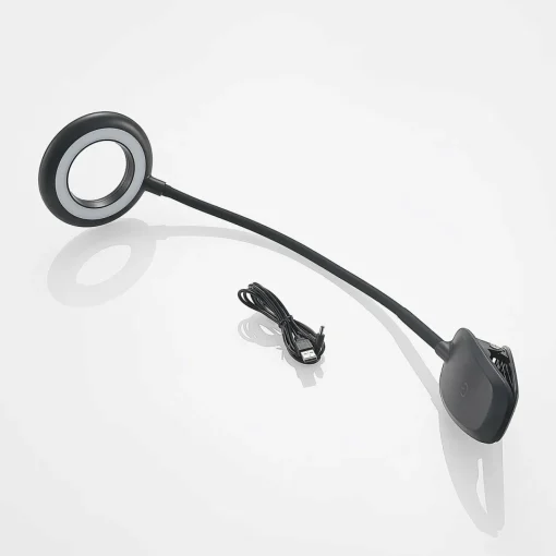 PRIOS lampe à pince LED Harumi, noir, batterie, USB, 51 cm| Luminaires Led D'Intérieur