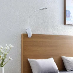 PRIOS lampe à pince LED Najari, blanc, batterie, USB, 51 cm de haut| Luminaires Led D'Intérieur