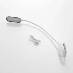 PRIOS lampe à pince LED Najari, blanc, batterie, USB, 51 cm de haut| Luminaires Led D'Intérieur
