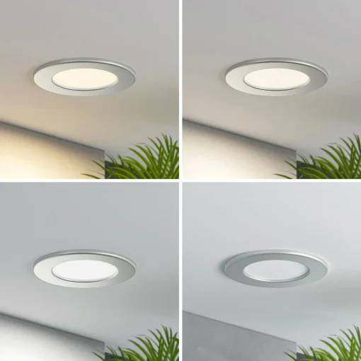 PRIOS lampe encastrable LED Cadance, argent, 11,5 cm, 3 pièces, intensité| Spots Encastrés Led|Luminaires Led D'Intérieur