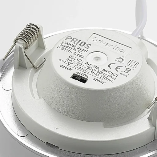 PRIOS lampe encastrable LED Cadance, argent, 11,5cm, 2 pièces, intensité| Spots Encastrés Led|Luminaires Led D'Intérieur