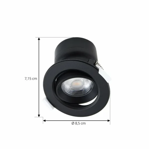PRIOS luminaire encastrable LED Shima, noir, 9 W, 3000K, intensité variable| Spots Encastrés Led|Luminaires Led D'Intérieur