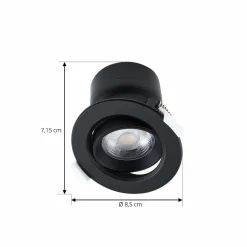 PRIOS luminaire encastrable LED Shima, noir, 7 W, 3000K, intensité variable| Spots Encastrés Led|Luminaires Led D'Intérieur