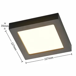PRIOS Plafonnier LED Alette, noir, 24 W, CCT, intensité variable| Plafonniers Led|Plafonniers