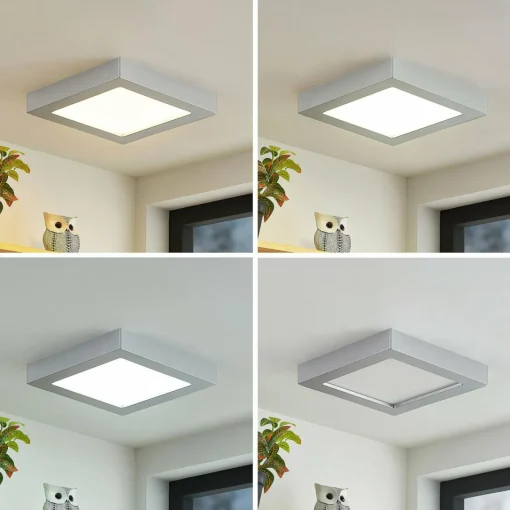 PRIOS Plafonnier LED Alette, argent, 22,7cm, 24W, intensité variable| Plafonniers Led|Plafonniers