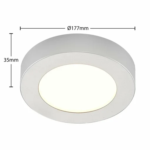 PRIOS Plafonnier LED Edwina, argent, 17,7 cm, intensité variable| Plafonniers Led|Plafonniers