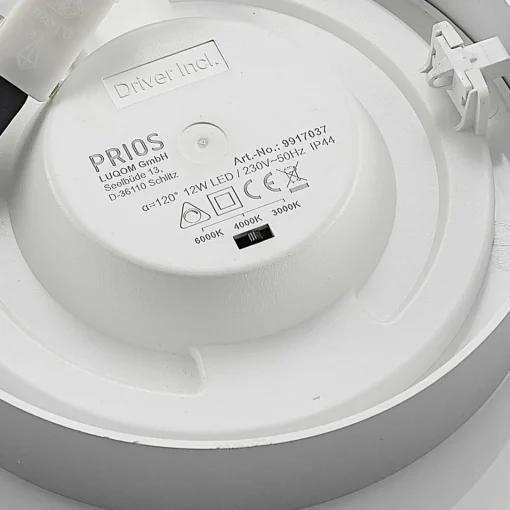 PRIOS Plafonnier LED Edwina, argent, 17,7 cm, intensité variable| Plafonniers Led|Plafonniers