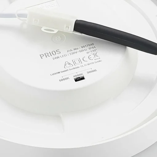 PRIOS Plafonnier LED Edwina, blanc, 24,5 cm, intensité variable| Plafonniers Led|Plafonniers