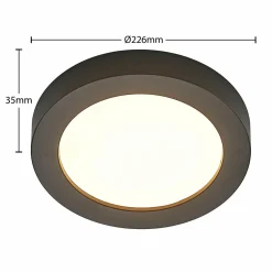 PRIOS Plafonnier LED Edwina, noir, 22,6 cm, CCT, intensité variable| Plafonniers Led|Plafonniers
