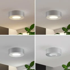 PRIOS Plafonnier LED Edwina, argent, 12,2cm, 3 pièces, intensité variable| Plafonniers Led|Plafonniers