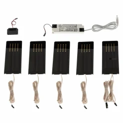 PRIOS Rixa lampe sous meuble LED noire 5 pièces| Luminaires Led D'Intérieur