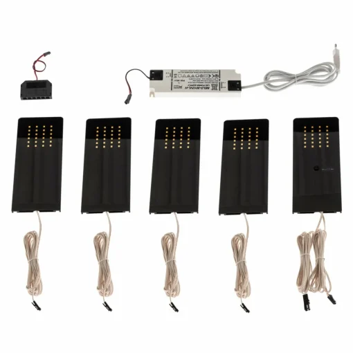 PRIOS Rixa lampe sous meuble LED noire 5 pièces| Luminaires Led D'Intérieur