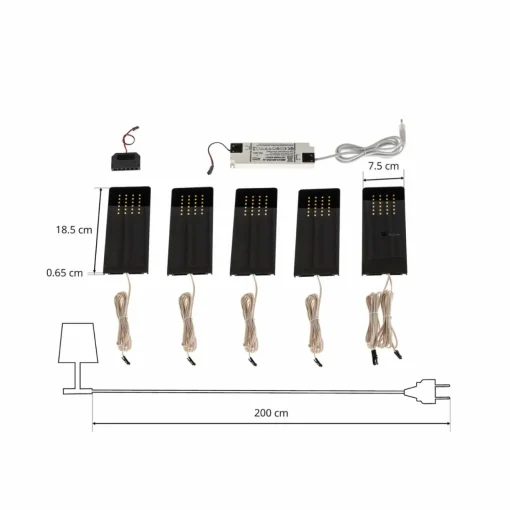 PRIOS Rixa lampe sous meuble LED noire 5 pièces| Luminaires Led D'Intérieur