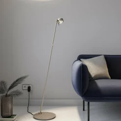 Top Light Puk Mini Floor Mini Single LED mat/clair, nickel| Lampadaires Led|Lampadaires