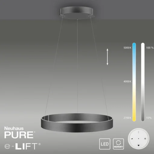PURE E-Clipse suspension LED, CCT, gris| Suspensions Led|Suspensions