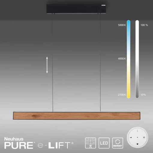 PURE E-Motion suspension linéaire LED, CCT, bois| Suspensions Led|Suspensions