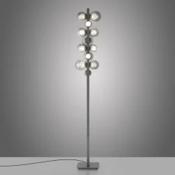 PURE Lampe sur pied LED Popup, gris Aluminium/Verre Variateur à intensité| Lampadaires Led|Lampadaires