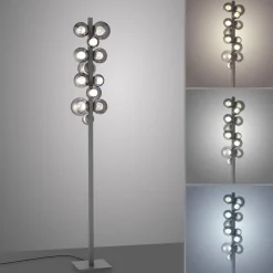 PURE Lampe sur pied LED Popup, gris Aluminium/Verre Variateur à intensité| Lampadaires Led|Lampadaires
