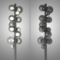 PURE Lampe sur pied LED Popup, gris Aluminium/Verre Variateur à intensité| Lampadaires Led|Lampadaires