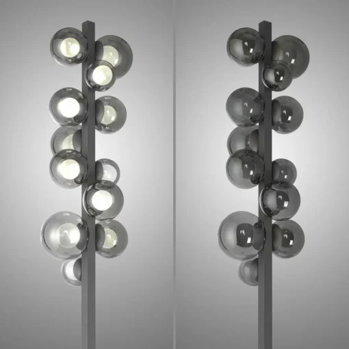 PURE Lampe sur pied LED Popup, gris Aluminium/Verre Variateur à intensité| Lampadaires Led|Lampadaires