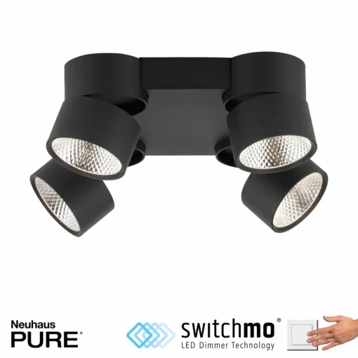 PURE Nola plafonnier LED à 4 lampes noir| Spots Et Projecteurs Led|Spots